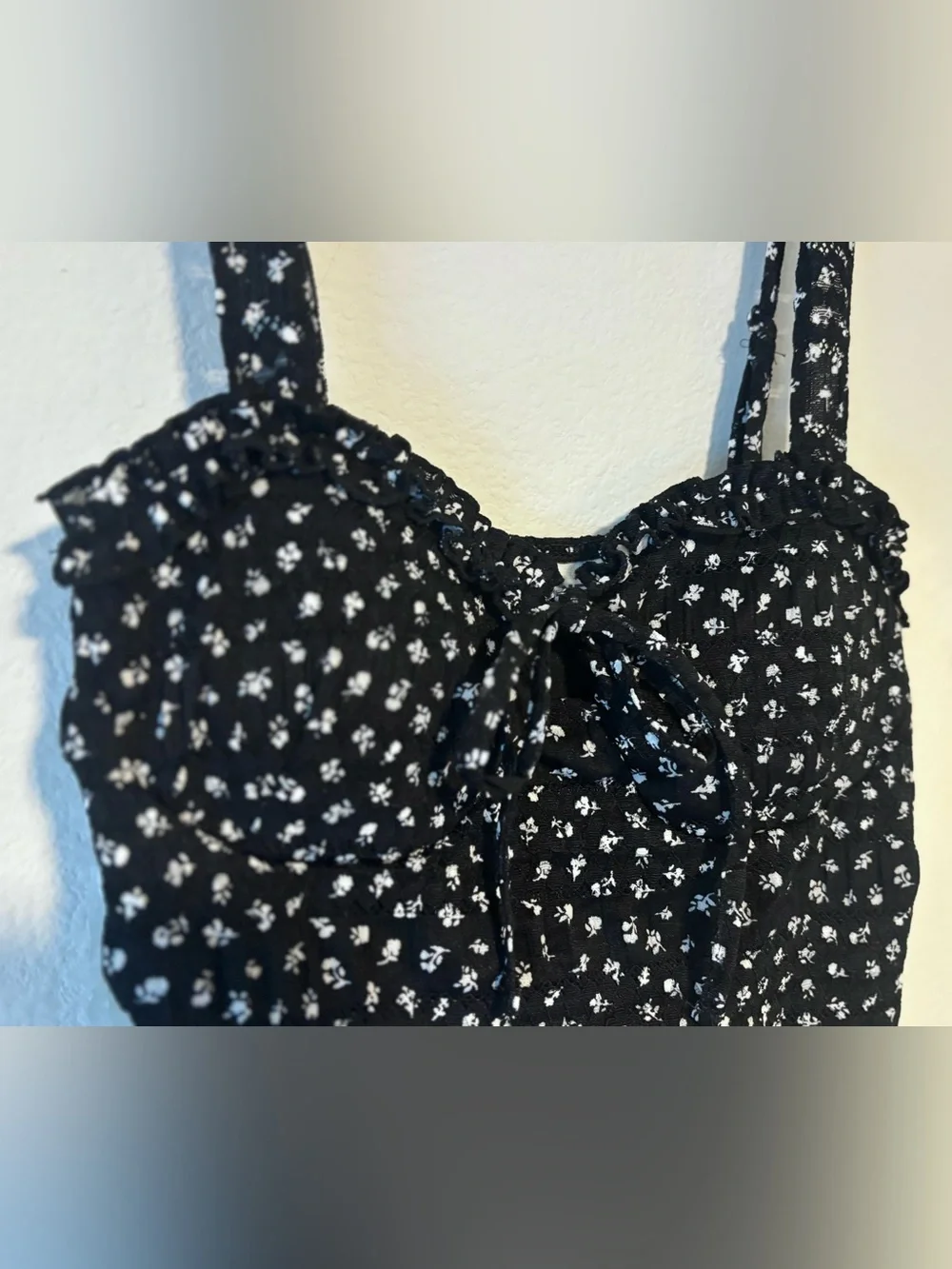 No Boundaries | Black and White 2 piece | Floral Skirt & Front Tied Tank Top